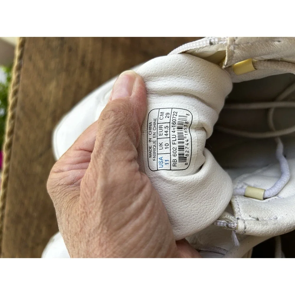 New Balance RB602 Mens 11 White Leather Zip Walking Shoes Comfort Sneakers